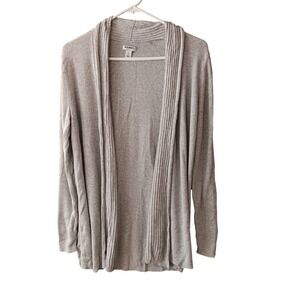 Old Navy Gray Ribbed‎ Knit Cardigan Sweater Women's L Open Front Soft Layering